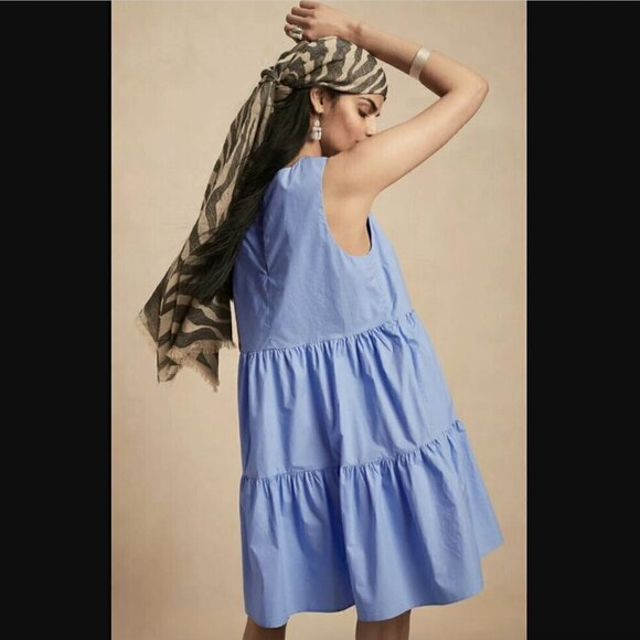 Banana Republic Dresses & Skirts - Banana Republic Blue Cotton Poplin Tiered Mini Dress Size XSP